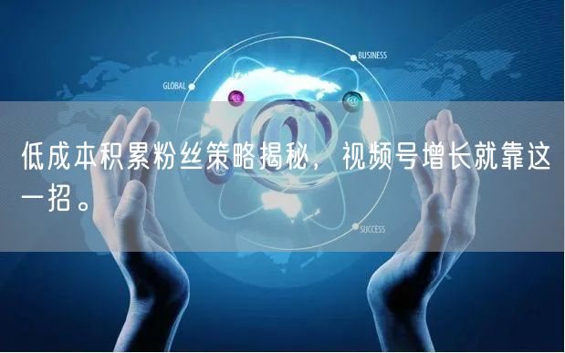 低成本积累粉丝策略揭秘,视频号增长就靠这一招。