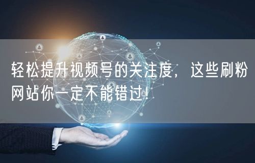 轻松提升视频号的关注度,这些刷粉网站你一定不能错过!