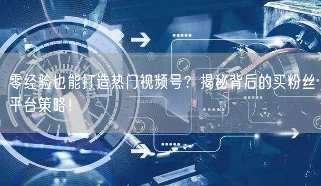 零经验也能打造热门视频号?揭秘背后的买粉丝平台策略!