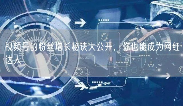 视频号的粉丝增长秘诀大公开,你也能成为网红达人