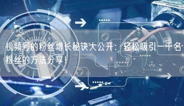 视频号的粉丝增长秘诀大公开:轻松吸引一千名粉丝的方法分享!