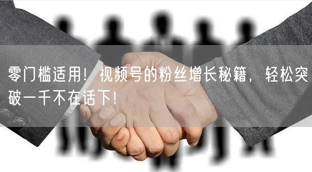 零门槛适用!视频号的粉丝增长秘籍,轻松突破一千不在话下!