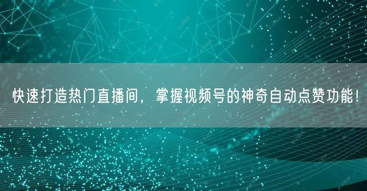 快速打造热门直播间,掌握视频号的神奇自动点赞功能!
